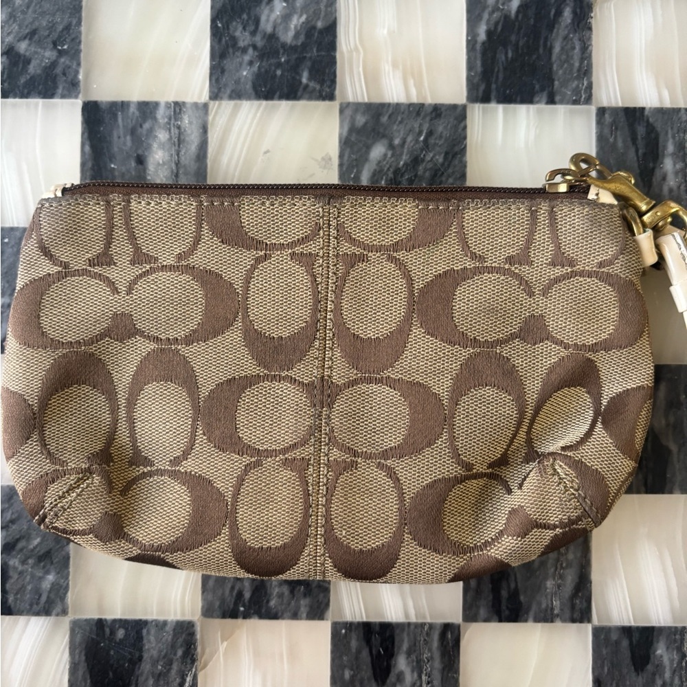 Coach Brown and Cream Wristlet - Picture 5 of 8
